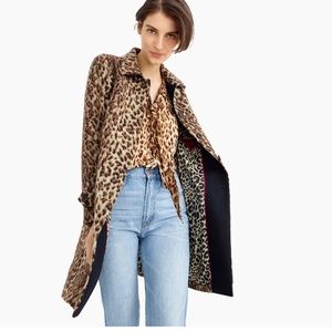 J. Crew women wool topcoat in double leopard print